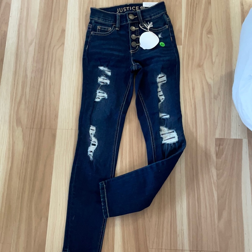 Justice denim jeans | with rips | size 8 slim